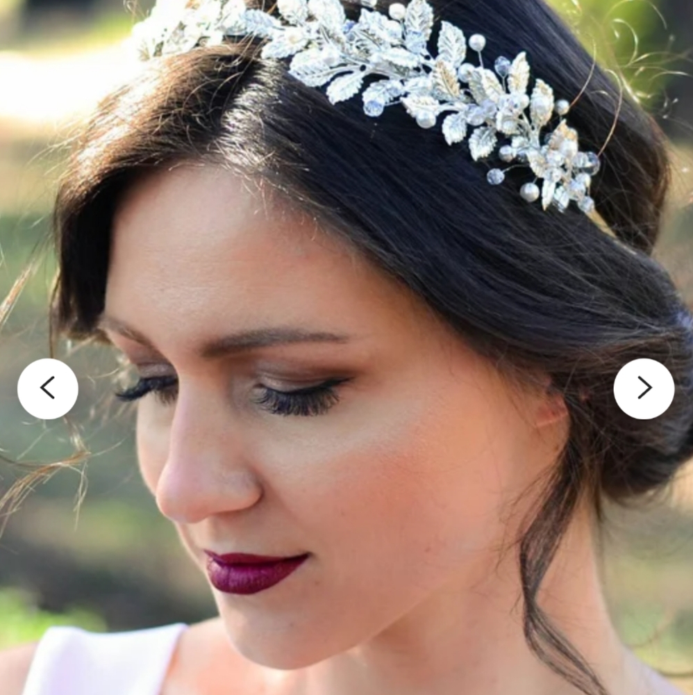 Bridal wedding tiara of leaves and pearls, headpiece / headband